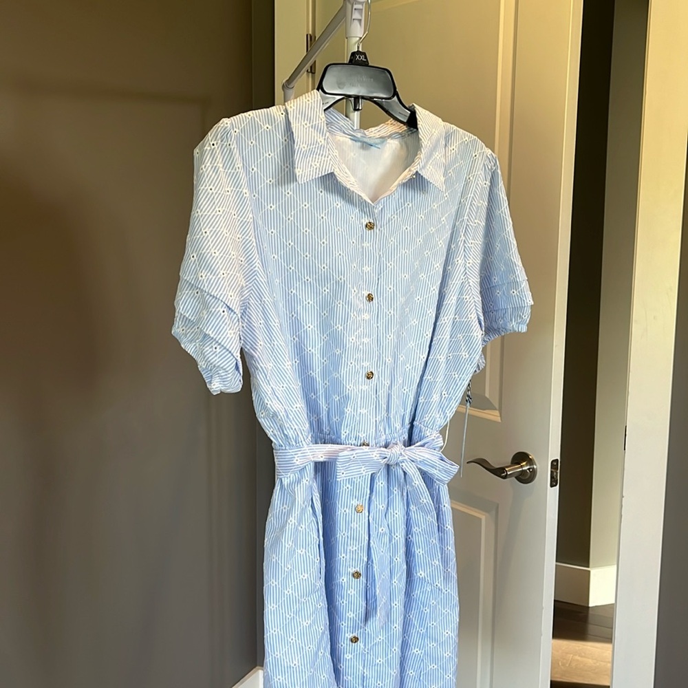 Draper James Puff Sleeve Button Down Dress